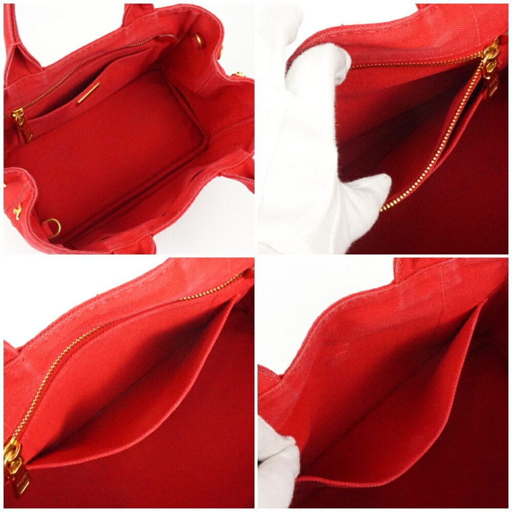 Prada Red Bag tote crossbody Shoulder handbag Canapa Bag Canvas - Picture 5 of 9